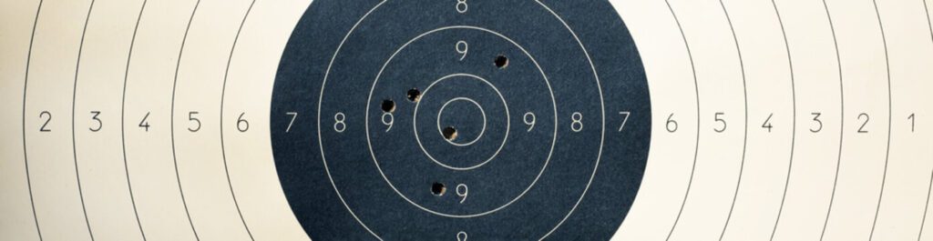 closeup shot of the shooting target practice board